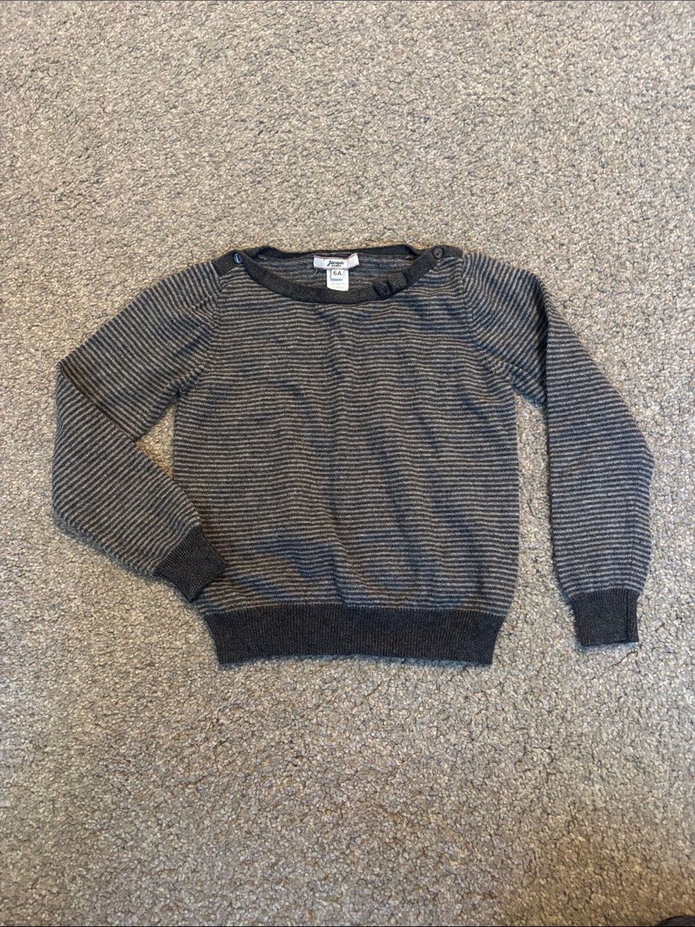 Jacadi girls Grey and Charcoal Striped Knit sweater Top size 6